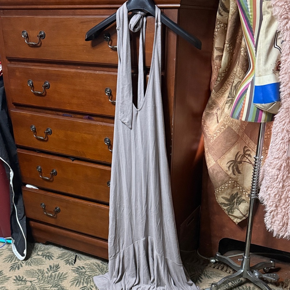 Free People Beach Backless Gray Maxi Dress